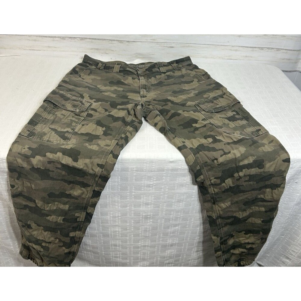 DULUTH TRADING 38 x 33 Men Std. Fit Green Brown Camo Flex Fire Hose Work Pants